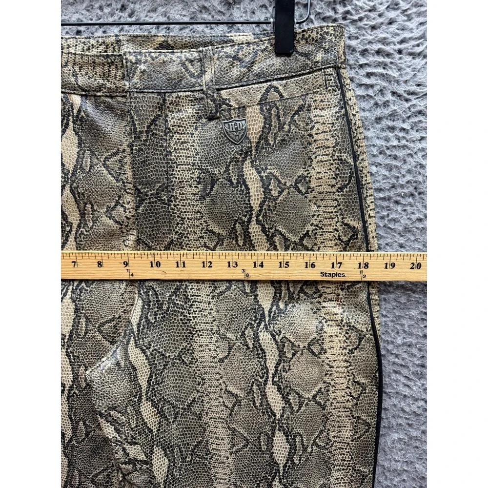 Vintage Y2k Harley-Davidson Genuine Leather Snakeskin Pants Womens Size 29 x 34